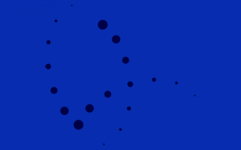 中蓝色背景和三个漩涡的深蓝色圆点